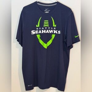 NIKE Seattle Seahawks Men's Dri-FIT Navy & Neon Green T-Shirt
